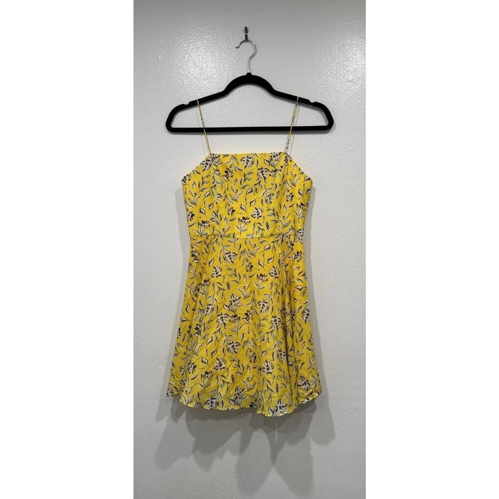 Alice‎ + Olivia Glinda Mini Dress Size 0 Spaghetti Strap Yellow Floral Coquette